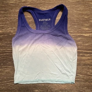 Katie J NYC Cropped Racerback Ribbed Tank Top Girls Purple Blue Ombre Size Small - Picture 1 of 3