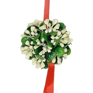 Bola de besos de muérdago de colección adorno de Navidad de plástico decoración vacaciones de 3 pulgadas - Imagen 1 de 3