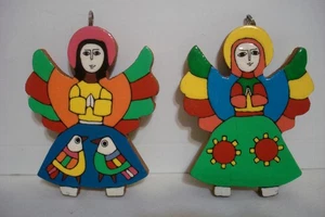 El Salvador Multicolor Madera Ángel Vacaciones Árbol de Navidad Adornos Doble Cara - Imagen 1 de 15