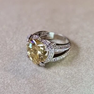 Gorgeous Valentines Yellow Sapphire Heart Shaped Gem 925 Sterling Silver Ring - Picture 1 of 3
