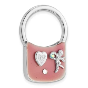 1928 Silver-tone Angel w/Crystals Pink Enamel Key Fob - Picture 1 of 1