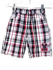 Pantalones cortos de Disney Micky Mouse Boy talla 5 gris y rojo estampado a cuadros - Imagen 1 de 6