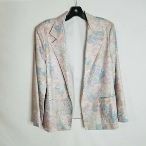 Vintage Margaret Smith Womens Floral Open Front Blazer Jacket USA Size 12 - Picture 1 of 5