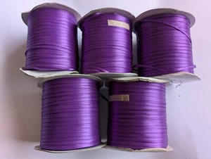 5 ROLLS of purple 3mm wide satin ribbon 500 metres of each roll - Bild 1 von 3