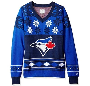 Medium Toronto Blue Jays Damen Big Logo V-Neck Sweater | Great Ugly Sweater - Bild 1 von 2