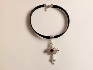 Gran Elegante Gargantilla Cruz Tamaño Personalizado Collar Dije Terciopelo Joyería - Imagen 1 de 3