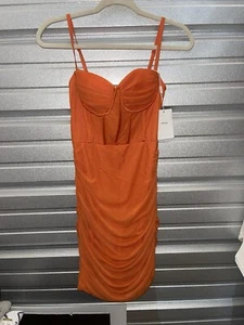 Linlan Women's Orange sexy Bustier mesh Bodycon Dress Large party prom (HOME68)s - Picture 1 of 5