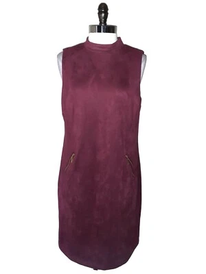 NEW DONNA RICCO Size 14 Shift Dress Burgundy Red Soft Faux Suede Sleeveless - Image 1 of 4