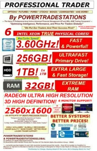 DELL TRADING COMPUTER 6Monitor 3DHDUltraHiRes 6CoreXeon 32RAM 256SSD 1TBHDD W10P