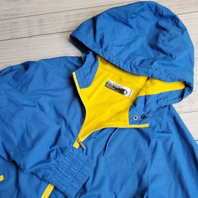 Burton Womens Hooded Jacket Perforated Lightweight Medium Full Zip Blue Yellow - Image 1 of 4