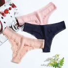 Solid Color Ladies Ribbed Lace Thong Soft Sexys Seamless Briefs  Girl
