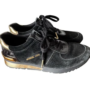 Michael Kors Black And Gold Retro Style Sneakers Women’s Size 8 - Picture 1 of 9
