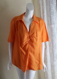 Lily Stanhope -misura UK 3X Arancione Breezy Art-To-Wear Bel Lino Maglia Camicia - Foto 1 di 5