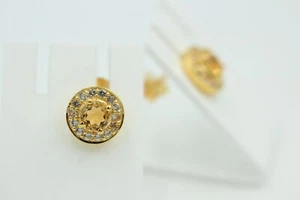 Noble 1,2 Quilates Citrint Topacio Blanco Pendientes 925 Plata Pendiente Dorado - Imagen 1 de 12