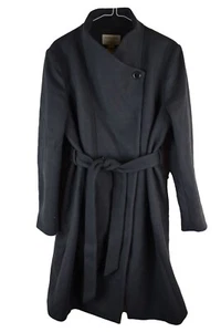 Monsoon Womans Wool Rich Long Belted Overcoat Size 16 Grey - Picture 1 of 12