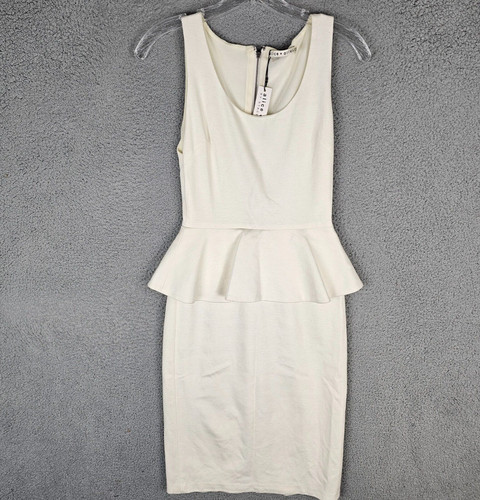 OFF WHITE Abito Alice + Olivia Peplum Moira Off White nuovo con etichette $330 taglia 0