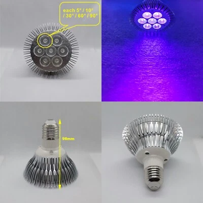21W UV 395nm~400nm Purple LED Lamp Spot Light Bulb PAR30 E26 E27 for Curing - Image 1 of 4