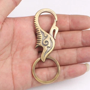 Retro Brass Keychain w/ Key Ring EDC Portable Hanging Keychain Tool - Picture 1 of 10