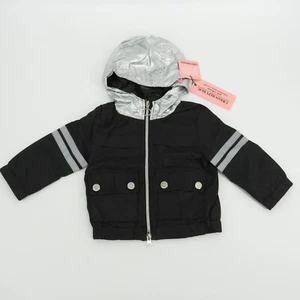 Urban Republic Baby Girls Black Silver Hooded Jacket Reflective Stripes NWT $68 - Picture 1 of 3