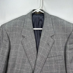 Hickey Freeman Blazer Mens 44R Gray Windowpane Check Sport Coat Jacket Custom - Picture 1 of 10