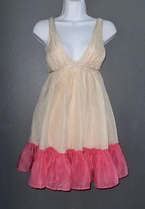 BEBE Fit & Flare Mini Sundress Spring Beige Pink Dress Womens size XS - Picture 1 of 6