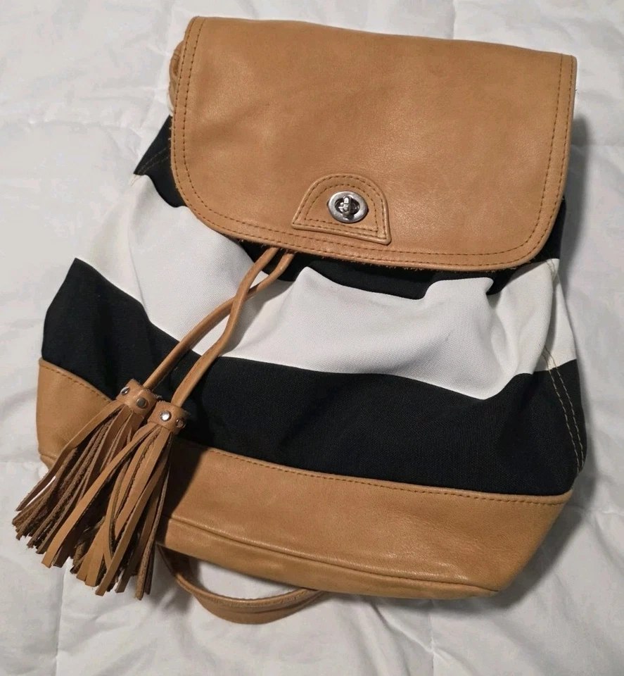 Mochila Convertible SABRINA TACH Boho Cuero Lona Mensajero Anthropologie  Foto 1 de 4