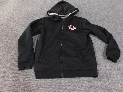Jaqueta de lã True Religion com capuz juvenil grande 14-16 preta forrada Sherpa com zíper - Imagem 1 de 4