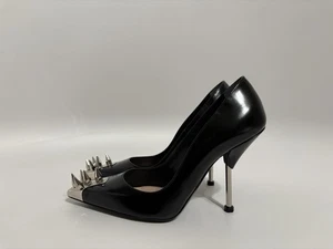 Alexander McQueen Black Leather Spike Heels 36 - Picture 1 of 9