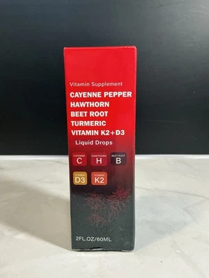 Cayena Pimienta Espino Remolacha Raíz Cúrcuma Vitamina K2+D3 Gotas Líquidas 60ML Foto 1 de 3