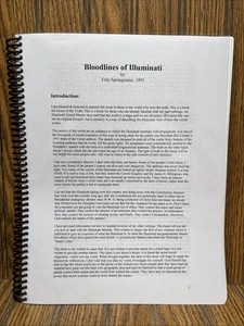 Bloodlines of the Illuminati by Fritz Springmeier 1995 - Spiral Bound 8.5” X 11” - Foto 1 di 1