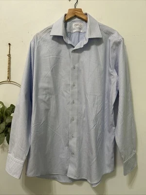 Lorenzo Uomo The Perfect Fashion Shirt Sz 17 34/35 100% Cotton Blue & White - Image 1 of 4