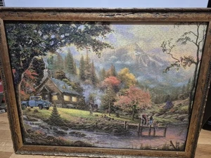 ARTE ROMPECABEZAS KINKADE VINTAGE Thomas enmarcado por MICHAEL'S, 23X30 ¡HERMOSA PIEZA!  - Imagen 1 de 7