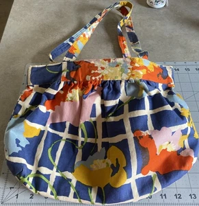 Borsa a mano vintage MARGARET SMITH tessuto tenda Maine manici superiori stampa floreale - Foto 1 di 17