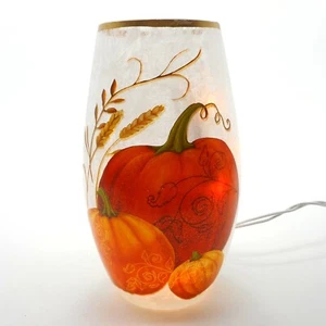 Stony Creek Decorative Lighted Glass Pumpkins Reed Grass 7" Vase GLT05B - Picture 1 of 10
