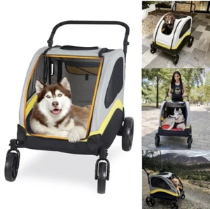 XL Foldable Dog Stroller Pet Jogger Wagon Cart w/Shock Absorber&Safety Leash - Picture 1 of 13