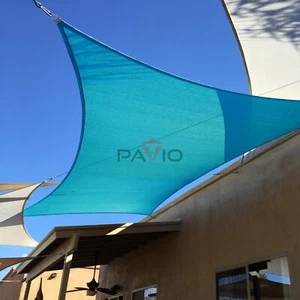 7FT-12FT Heavy Duty Steel Wire Cable Sun Shade Sail Turquoise Rectangle - Picture 1 of 6