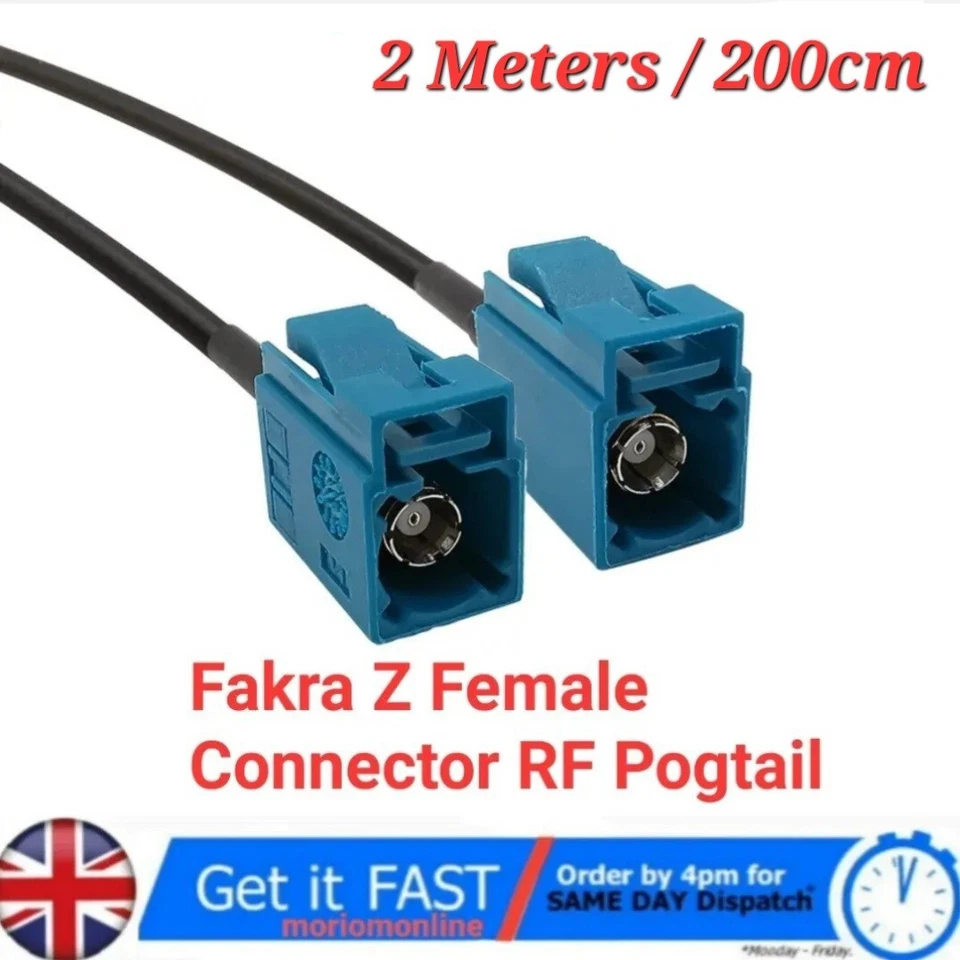 Fakra Z Antenna Aerial 2m Extension Cable Female - Female GPS GSM DAB DVB TV - Image 1 of 1