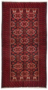 Alfombra oriental vintage hecha a mano roja tribal estilo geométrico decoración alfombra 3'6X6'7 pies - Imagen 1 de 11