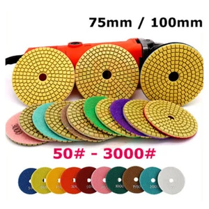 Diamond Polishing Pads Wet 75mm~100mm 50#~3000# GritsFor Concrete Marble Tile - Picture 1 of 8