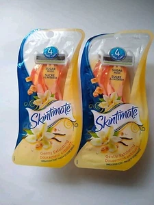 (2) Packs Skintimate Vanilla Sugar Exfoliating Disposable Razors 4 ct (8 Razors) - Picture 1 of 5