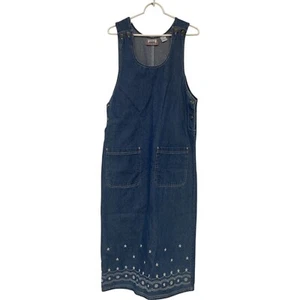Vestido de mezclilla Premier International azul para mujer S sin mangas cuello redondo algodón de colección - Imagen 1 de 11