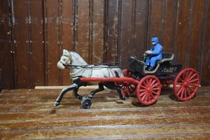 CAST IRON HORSE DRAWN POLICE CHIEF WAGON FIREPLACE MANTLE HOME DECOR VINTAGE TOY - Picture 1 of 16