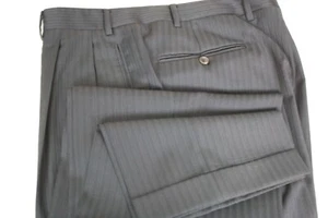 CANALI Italy Herren Hose schwarz Streifen Plissee Bündchen gefüttert alle Wolle Taille 36 x 34 - Bild 1 von 10
