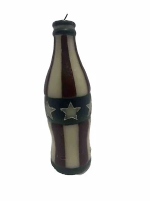 Red White & Blue 8” Tall Soda Bottle Candle Never Lit - Image 1 of 4