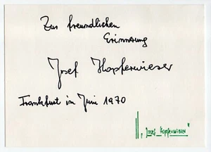 Autogramm JOSEF HOPFERWIESER Oper Opernsänger Tenor original signiert 1970 (We) - Bild 1 von 1
