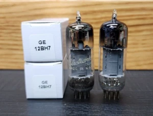 2-GE 12BH7A Vacuum Tubes Tested Gray Plates D Getter Pair - Picture 1 of 4