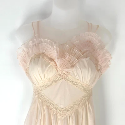 Vintage Neusteters Gorgeous Pink Fairy Whimsy Lace Tulle Sheer Nightgown 32 - Image 1 of 4