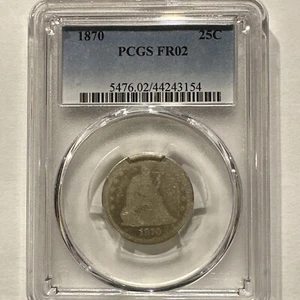 1870 Liberty Seated Silver Quarter PCGS FR 02 LOWBALL REGISTRY - Picture 1 of 4