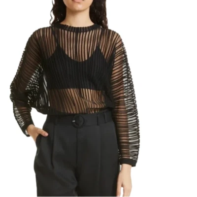 Ted Baker Nellay Sheer Striped Knit Top Size L MSRP: $136.00 - Image 1 of 4