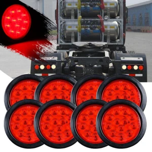8pcs Red 16 LED 4 Inch Round Backup Reverse Tail Lamp Lights For Truck Trailer - Bild 1 von 12
